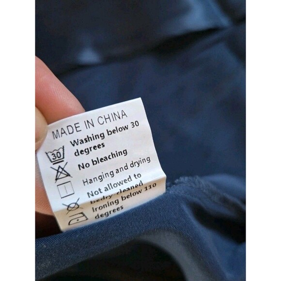 NWOT Women's L Long Formal Wrap Cinched Waist Navy Blue Event Dress - Picture 8 of 9